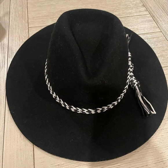 NEW! Free People Mossant Wild Heart Braided Trim Black Felt Hat Free People x Mossant Wild Heart Braided Trim Felt Hat in Taupe main image 4